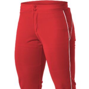 Women's Red Softball Pants Warp Knit Low Rise Scarlet White Large / L Alleson